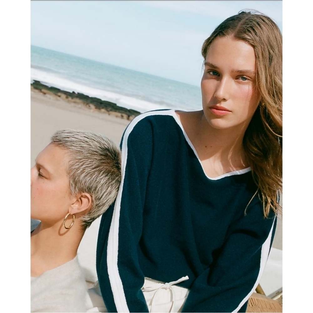 J. Crew Cashmere Contrast Stripe Sweater